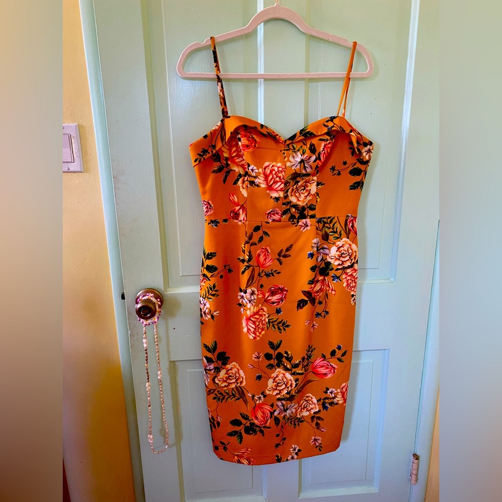 Yellow floral cocktail dress